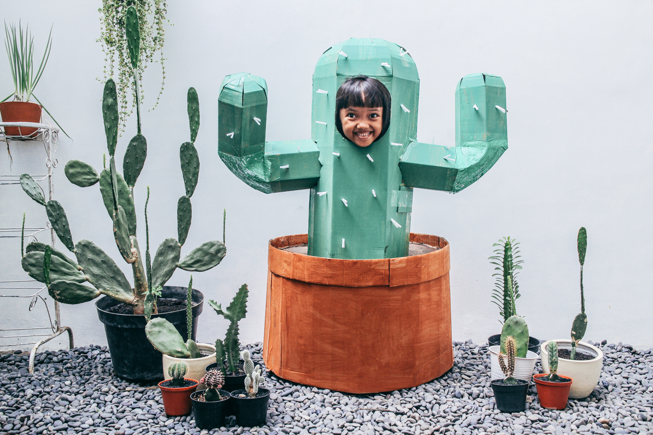 DIY Cardboard Cactus Halloween Costume